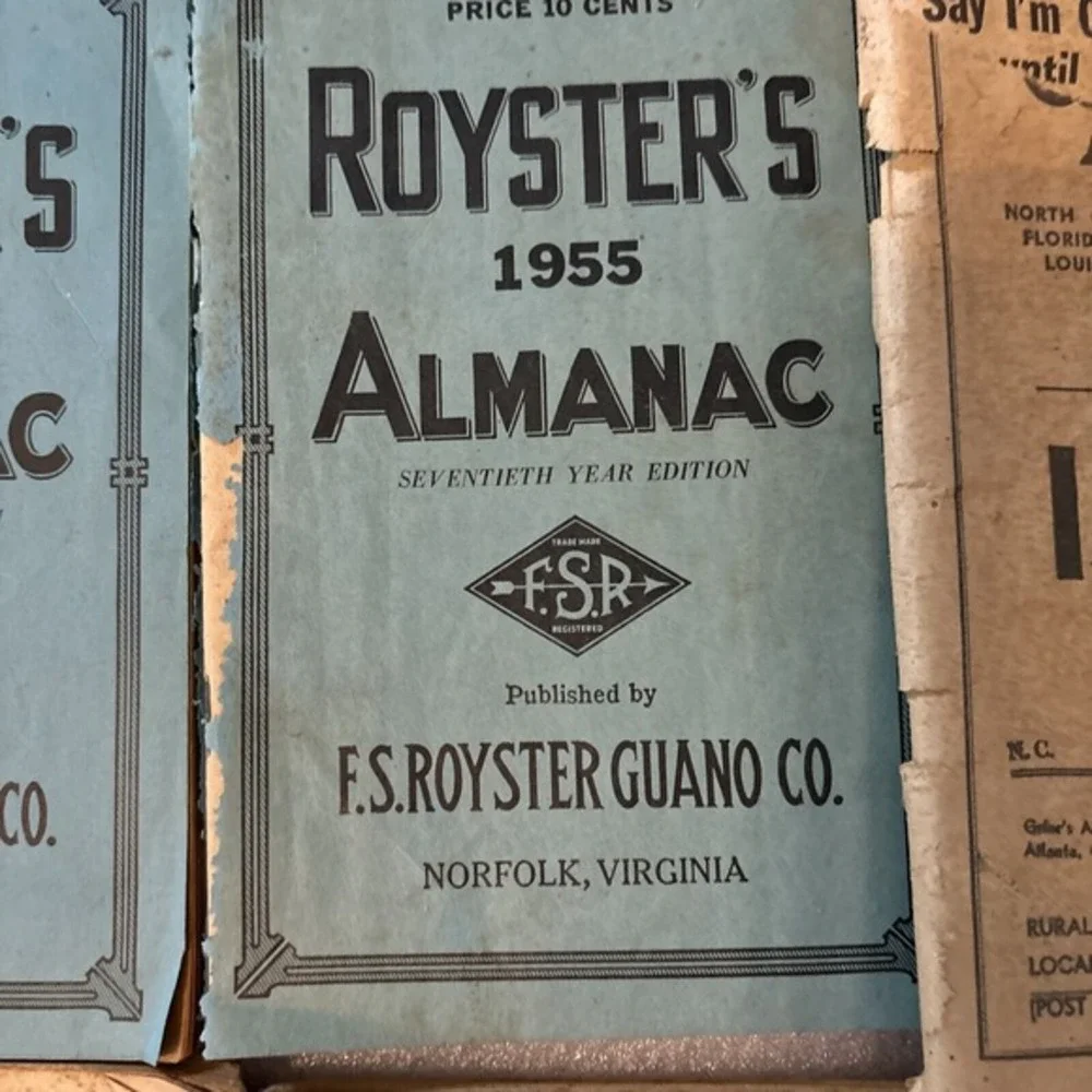 Vtg Royster's‎ Almanac (5) Norfolk VA Calendar Weather Farming Rural FSR Book